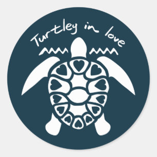 Pegatina Redonda Tortuga enamorada - Tortuga