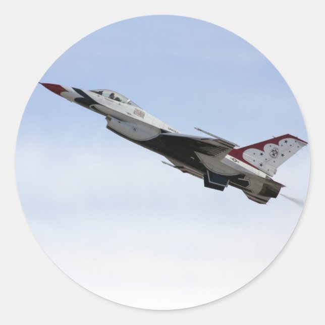Pegatina Redonda Tortuga F-16 en vuelo (Anverso)