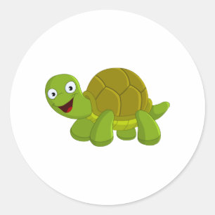 Pegatina Redonda Tortuga feliz
