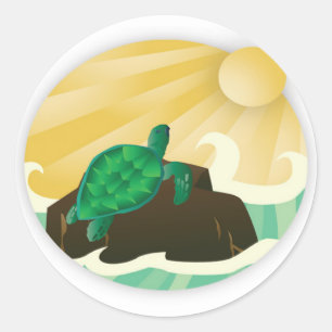 Pegatina Redonda Tortuga Hawaii