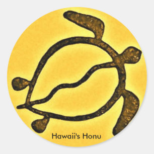 Pegatina Redonda Tortuga hongo hawaiana