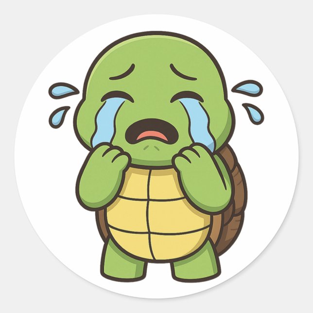 Pegatina Redonda Tortuga llorando  (Anverso)