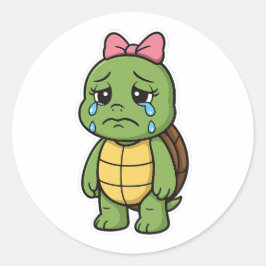 Pegatina Redonda Tortuga llorando
