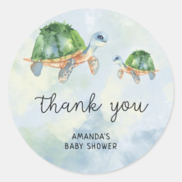 Pegatina Redonda Tortuga marina - agradecimiento baby shower
