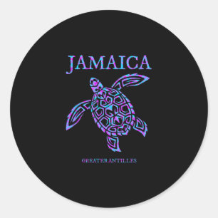 Pegatina Redonda Tortuga marina de Jamaica Vacaciones para mujeres