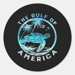 Pegatina Redonda Tortuga Marítima Del Golfo De Estados Unidos Este 