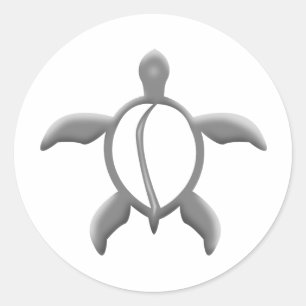 Pegatina Redonda Tortuga metalizado