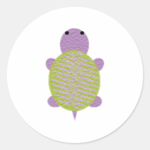 Pegatina Redonda Tortuga morada y verde