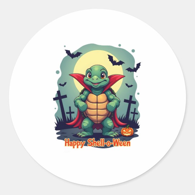 Pegatina Redonda Tortuga Shell-o-Ween (Anverso)
