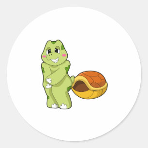 Pegatina Redonda Tortuga sin Shell Shy.PNG
