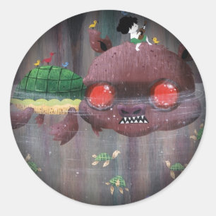 Pegatina Redonda Tortuga Snappy - De moda a negro