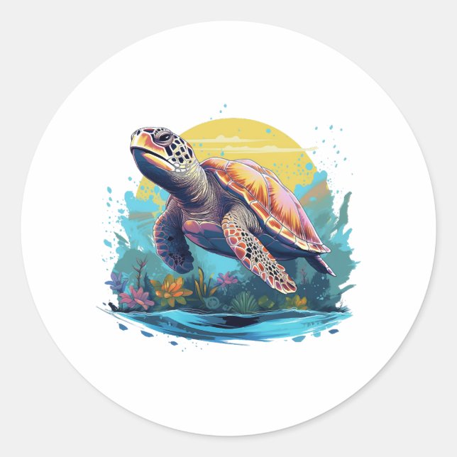 Pegatina Redonda Tortuga submarina Serene (Anverso)