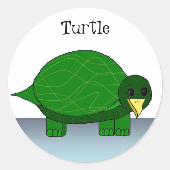 Pegatina Redonda Tortuga verde (Anverso)