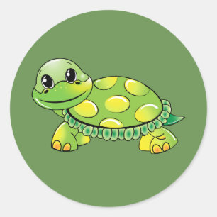 Pegatina Redonda Tortuga verde