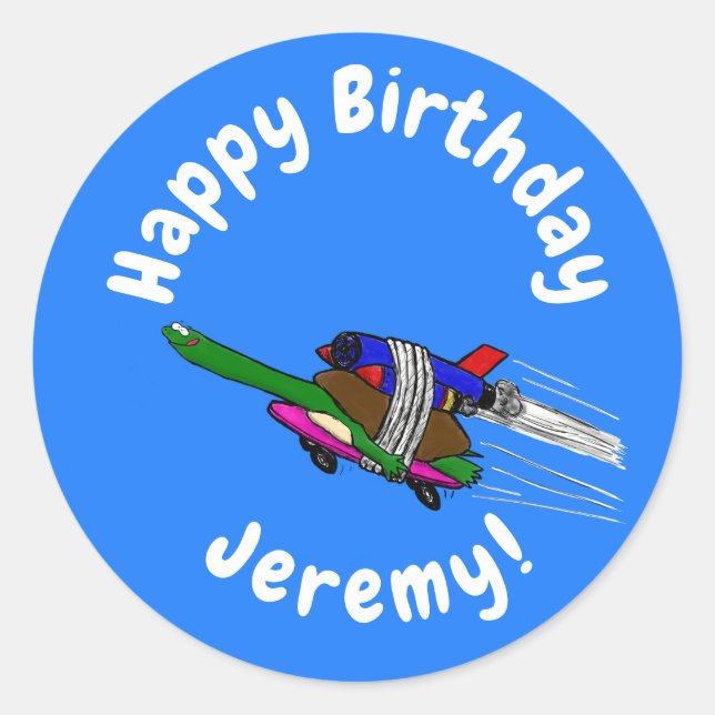 Pegatina Redonda Tortuga voladora (Anverso)