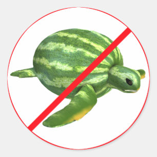 Pegatina Redonda ¡Tortugas Melón Prohibidas!
