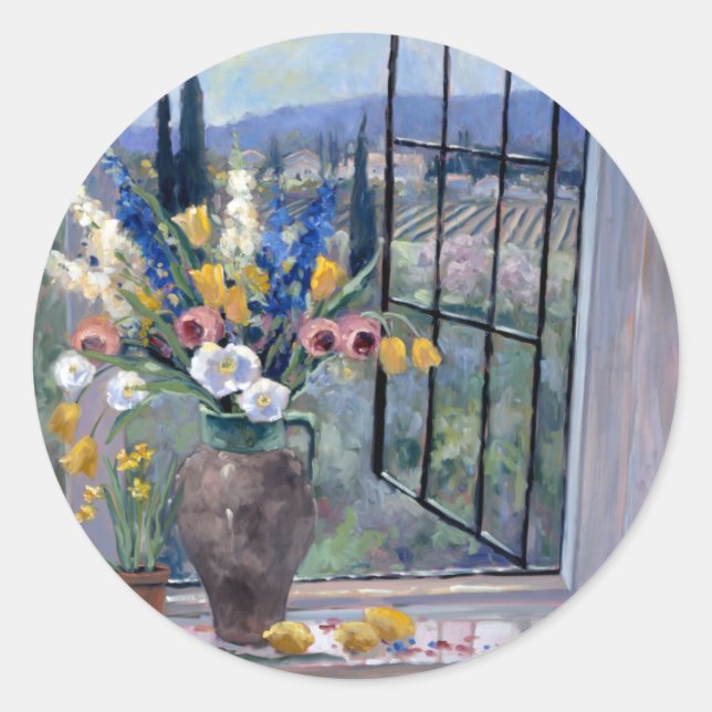 Pegatina Redonda Toscana Hillside II (Anverso)