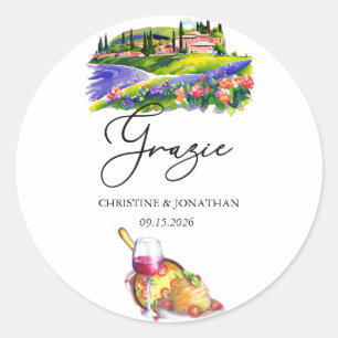 Pegatina Redonda Toscana Italia   Comida Italiana   Agradecimiento 