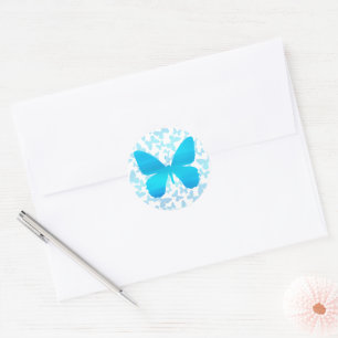 Pegatina Redonda Toss de mariposa (azul-único)