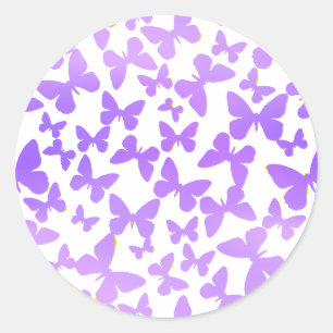 Pegatina Redonda Toss de mariposa (Lavender)