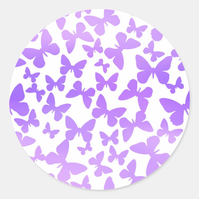 Pegatina Redonda Toss de mariposa (Lavender) (Anverso)