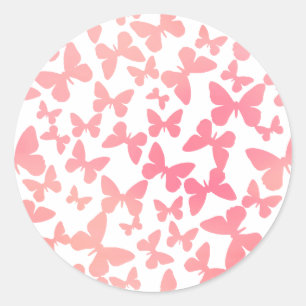 Pegatina Redonda Toss de mariposa (Peach)