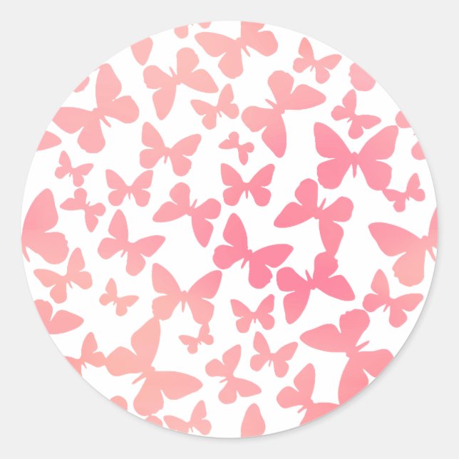Pegatina Redonda Toss de mariposa (Peach) (Anverso)
