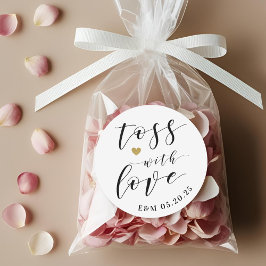 Pegatina Redonda Toss Gold Heart con amor Boda Confetti Favor