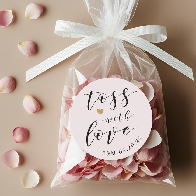 Pegatina Redonda Toss Gold Heart con amor Boda Confetti Favor (Subido por el creador)