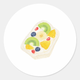 Pegatina Redonda Tostada De Fruta Queso Crema Kiwi Arándano Desayun