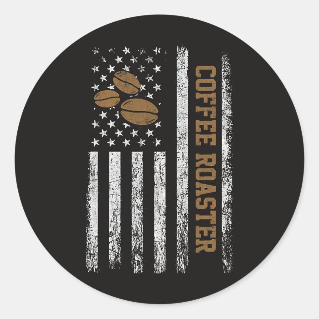 Pegatina Redonda Tostador de café (Anverso)