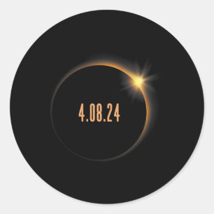 Pegatina Redonda Total 4.08.24 Niños adultos Eclipse solar total 20