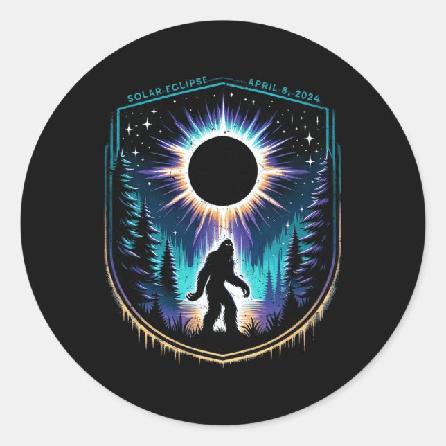 Pegatina Redonda Total Abril 8 2024 Eclipse solar total 5 (Anverso)