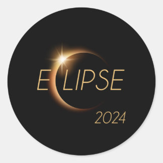 Pegatina Redonda Total América 04 08 24 Eclipse solar total 2024