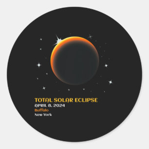 Pegatina Redonda Total América 04 08 24 Eclipse solar total 2024