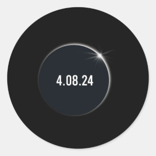 Pegatina Redonda Total América 04 08 24 Eclipse solar total 2024