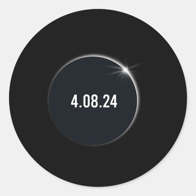 Pegatina Redonda Total América 04 08 24 Eclipse solar total 2024 (Anverso)