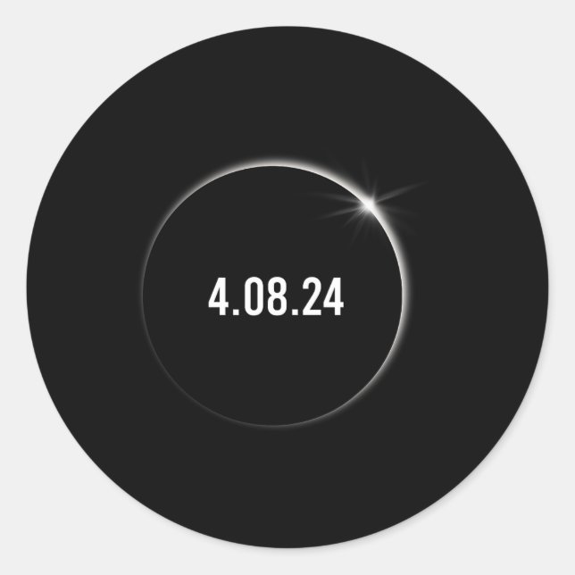 Pegatina Redonda Total América 04.08.24 Eclipse solar total 2024 (Anverso)