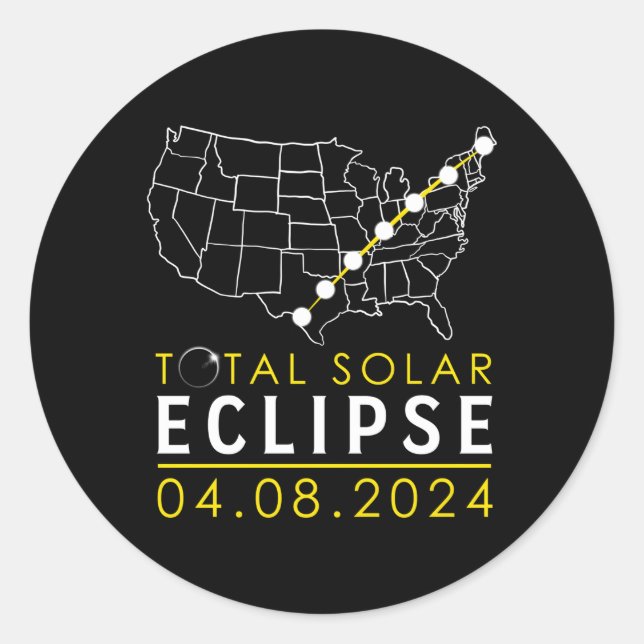 Pegatina Redonda Total de Estados Unidos Eclipse solar total Abril  (Anverso)