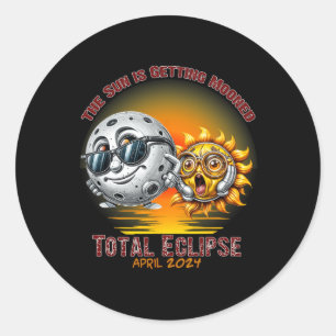 Pegatina Redonda Total De La Causa De Eclipse Solar De Abril De 202