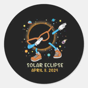 Pegatina Redonda Total Eclipse Solar 2024 Dabbing Divertido Para Ni