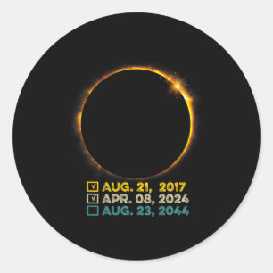 Pegatina Redonda Total Eclipse solar 2024 Lista de verificación de 