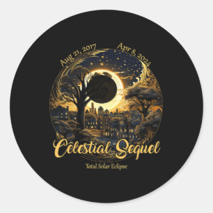 Pegatina Redonda Total Eclipse Solar Secuencia Celeste 2017 Totalid
