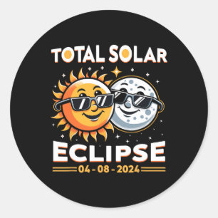 Pegatina Redonda Total Eclipse solar Total Lunes
