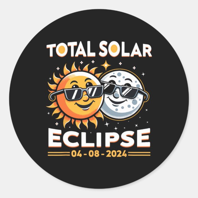 Pegatina Redonda Total Eclipse solar Total Lunes (Anverso)
