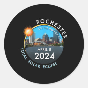 Pegatina Redonda Total Eclipse solar Totalidad Rochester Nueva York