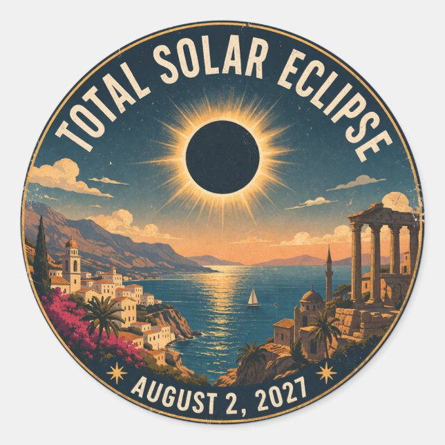 Pegatina Redonda Total Solar Eclipse 2027  (Anverso)