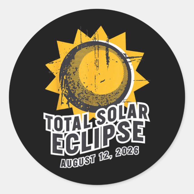 Pegatina Redonda Total Solar Eclipse August 12 2026 Astronomy Path (Anverso)