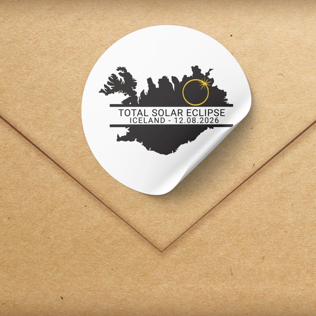 Pegatina Redonda Total Solar Eclipse August 12 2026 – Iceland (Subido por el creador)