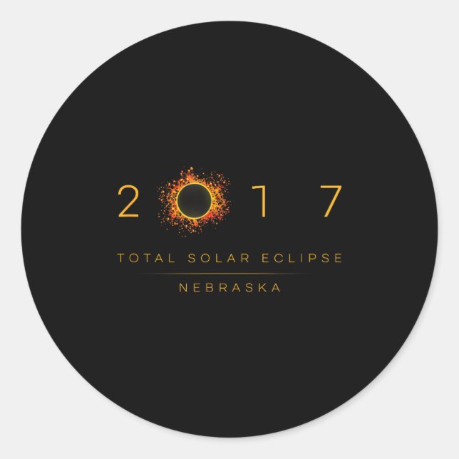 Pegatina Redonda Total Solar Eclipse Nebraska 2017 (Anverso)